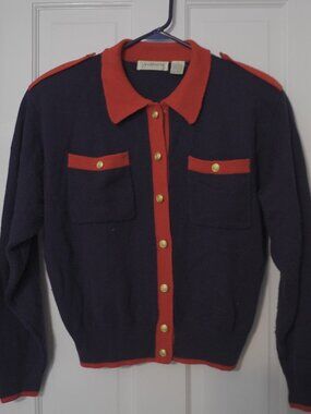 Liz Claiborne Collection Merino Wool Military-Style Cardigan Sz L